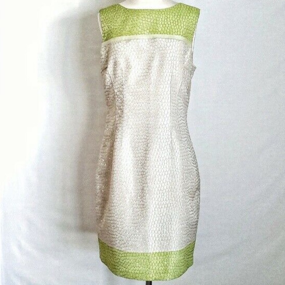 Elie Tahari sheath size 14 dress kiwi beige lined